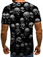 cheap Tank Tops-Men&#039;s T shirt Graphic Geometric 3D Round Neck Plus Size Daily Going out Short Sleeve Pleated Print Tops Streetwear Exaggerated Black / Skull / Summer / Skull
