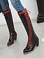 cheap Boots-Women&#039;s Boots Block Heel Boots Riding Boots Christmas Daily Knee High Boots Cuban Heel Round Toe PU Lace-up Black