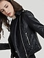 cheap Jackets-Women&#039;s Faux Leather Jacket Spring &amp;  Fall Daily Short Coat Regular Fit Jacket Long Sleeve Solid Colored Black