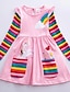 preiswerte Kleider für Babys-Kinder Wenig Kleid Mädchen Regenbogen Blume Einhorn T Shirt Kleid Zeichentrickfilm Mit Taschen Bedruckt Blau Gelb Fuchsie Übers Knie Baumwolle Langarm Aktiv Alltag Kleider Regular Fit 2-8 Jahre