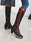 cheap Boots-Women&#039;s Boots Block Heel Boots Riding Boots Christmas Daily Knee High Boots Cuban Heel Round Toe PU Lace-up Black