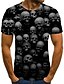 cheap Tank Tops-Men&#039;s T shirt Graphic Geometric 3D Round Neck Plus Size Daily Going out Short Sleeve Pleated Print Tops Streetwear Exaggerated Black / Skull / Summer / Skull