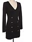 abordables Robes Midi-Mini robe Femme Robe Fourreau manche longue Vêtement de rue chaud Bouton Couleur Pleine V Profond Noir S M L XL XXL