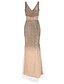 cheap Maxi Dresses-Women&#039;s Flapper Dress Maxi long Dress - Sleeveless Solid Color Sequins Split Glitter Deep V Elegant Sexy Cocktail Party Prom Birthday Pink Gold S M L XL XXL