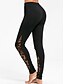 abordables Sport Athlétisme-Femme Chic de Rue Mince Leggings Pantalon Mosaïque Couleur Pleine Dentelle Noir