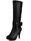 cheap Boots-Women&#039;s Boots Fashion Boots Daily Solid Colored Knee High Boots Mid Calf Boots Bowknot Pumps Round Toe Sweet PU Zipper Black White Pink