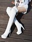 abordables Boots-Femme Bottes Bottes à talons aiguilles Bottes à talons Soirée &amp; Evénement Couleur Pleine Cuissardes Noeud Escarpins Bout rond Classique Polyuréthane Mocassins Noir Blanche
