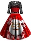 preiswerte Retro-Königin-Damen A-Linie Kleid Midikleid - Halbe Ärmel Geometrisch Spitze Druck Elegant Weihnachten Rote S M L XL XXL