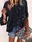 cheap Tops &amp; Blouses-Women&#039;s Color Block Leopard Cheetah Print Causal Daily Long Sleeve Blouse Shirt V Neck Tops White Black Gray S
