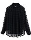 cheap Tops &amp; Blouses-Women&#039;s Polka Dot Jacquard Shirt Basic Daily Shirt Collar White / Black