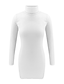 baratos Vestidos BODYCON-Mulheres Solto Branco Manga Longa Cor Sólida Tricotado Gola Alta Básico Casual Crochê S M L XL