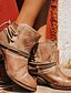 abordables Boots-Mujer Botas Botas cowboy Tacón botas Diario Color sólido Botines Botines Invierno Con Cordón Talón de bloque Dedo redondo Vintage Británico PU Cordones Morrón Oscuro Negro Caqui