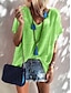 abordables Tops &amp; Blouses-Mujer Camiseta Un Color Manga Corta Diario Tops Rosa Fucsia Verde Trébol