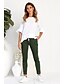 cheap Bottoms-Women&#039;s Basic Slim Pants Solid Colored Black Patchwork Black Wine Army Green S M L