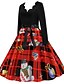 abordables Robes Vintage-Mini robe Femme Robe Trapèze manche longue basique Bloc de couleur Col V Soirée Noël Rouge S M L XL XXL 3XL