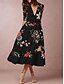 cheap Elegant Dresses-Women&#039;s A Line Dress Black Half Sleeve Floral Deep V Elegant S M L XL XXL 3XL