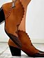 preiswerte Boots-Damen Stiefel Cowboystiefel Schuhe drucken Kubanischer Absatz Spitze Zehe Stiefeletten Stiefeletten Vintage Britisch Alltag Kunst-Veloursleder Geometrisch Winter Mandelfarben Schwarz Braun