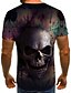 cheap Tank Tops-Men&#039;s T shirt Graphic Color Block 3D Round Neck Going out Club Short Sleeve Print Tops Streetwear Punk &amp; Gothic Gray / Skull / Skull