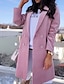cheap Coats &amp; Trench Coats-Women&#039;s Coat Daily Fall &amp; Winter Long Coat V Neck Regular Fit Jacket Long Sleeve Solid Colored Yellow Blushing Pink