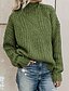 billige Sweaters-Dame Ensfarvet bluse Langærmet Sweater Cardigans Rullekrave Vinter Sort Blå militærgrøn