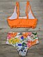 cheap Tankini-Women&#039;s Basic Orange Halter Cheeky High Waist Bikini Swimwear Swimsuit - Floral Peplum Racerback Print S M L Orange