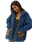 abordables Pieles y Cueros para Mujer-Mujer Abrigo de peluche Largo Estampado Leopardo Diario Azul Piscina Color Camello Beige S M L XL