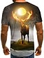 cheap Short Sleeve-Men&#039;s T shirt Tee Animal Color Block 3D Round Neck Gray Going out Club Short Sleeve Print Clothing Apparel Streetwear Punk &amp; Gothic