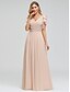 cheap Mother of the Bride Dresses-A-Line Mother of the Bride Dress Plus Size V Neck Floor Length Chiffon Short Sleeve with Ruffles Ruching 2023