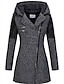cheap Jackets-Women&#039;s Trench Coat Fall &amp; Winter Daily Outdoor Long Coat Hooded Regular Fit Chic &amp; Modern Jacket Long Sleeve Zipper Pocket Solid Colored black. Dark Gray / Lined