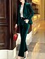 abordables Chaquetas para Mujer-Mujer trajes, Un Color Solapa de Pico Poliéster Azul Piscina / Verde Trébol