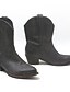 billige Boots-Dame Støvler Cowboy Western støvler Daglig Ensfarget Ankelstøvler Lav hæl Titte Tå Årgang Britisk PU Tøfler Svart