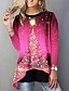 cheap Tops &amp; Blouses-Women&#039;s T shirt Floral Long Sleeve Daily Tops Blue Purple Red