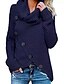 billige Sweaters-Dame bluse Ensfarvet Langærmet Sweater Cardigans Rullekrave Vin Kakifarvet Himmelblå