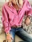 cheap Tops &amp; Blouses-Women&#039;s Blouse Shirt Solid Colored Long Sleeve Shirt Collar Tops Basic Top White Blue Purple