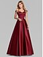 preiswerte Maxi-Kleider-Ballkleid schwarzes Kleid Partykleid elegantes Quinceanera-Abschlussball-Geburtstagskleid schulterfrei kurzärmliges bodenlanges Satinkleid mit Falten zum Beeindrucken 2024