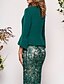 cheap Elegant Dresses-Women&#039;s Two Piece Dress - 3/4 Length Sleeve Geometric Lace Elegant Slim Green M L XL XXL XXXL