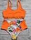 cheap Tankini-Women&#039;s Basic Orange Halter Cheeky High Waist Bikini Swimwear Swimsuit - Floral Peplum Racerback Print S M L Orange