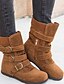 cheap Boots-Women&#039;s Boots Daily Mid Calf Boots Flat Heel Round Toe Canvas Zipper Light Brown Black Red