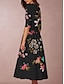 cheap Elegant Dresses-Women&#039;s A Line Dress Black Half Sleeve Floral Deep V Elegant S M L XL XXL 3XL