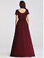 economico Mother of the Bride Dresses-Linea-A Abito da cerimonia per signora Taglia forte A V Lungo Chiffon Manica corta con Con balze Con ruche 2023