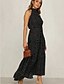 cheap Maxi Dresses-Women&#039;s Swing Dress Maxi long Dress Green White Black Red Sleeveless Polka Dot Halter Neck Hot S M L XL