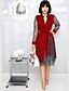 preiswerte Silvester Kleider-Damen EU- / US-Größe A Linie Kleid Knielanges Kleid Schwarz Weiß Rote Langarm Punkt V Ausschnitt Elegant S M L XL XXL 3XL