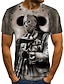 billige Tank Tops-Herre T-shirt Tegneserie Farveblok 3D Rund hals Daglig I-byen-tøj Kortærmet Trykt mønster Toppe Gade Punk &amp; Gotisk Grå / Sommer