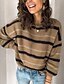 cheap Sweaters-Women&#039;s Striped Pullover Long Sleeve Sweater Cardigans Round Neck White Black Camel