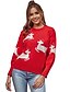 economico Maglioni-Per donna Animali Manica lunga Pullover Maglione maglione, Rotonda Rosso S / M