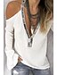 cheap T-Shirts-Women&#039;s Shirt Blouse Black White Red Solid Colored Sequins Long Sleeve Daily Weekend Basic V Neck S