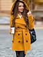 baratos Trench Coats e Casacos Femininos-Mulheres Outono &amp; inverno Casaco Longo Sólido Diário Preto Vermelho Amarelo Vinho S M L XL