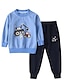 preiswerte Kleidersets für Jungen-Kinder Jungen Grundlegend Cartoon Design Langarm Kleidungs Set Blau