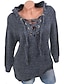cheap Women&#039;s Sweaters-Women&#039;s Pullover Sweater Solid Color Lace up Casual Long Sleeve Sweater Cardigans Fall Winter Spring V Neck Hooded Blue Yellow Dark Gray