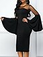 abordables Robe élégante-Femme Robe Fourreau Manches Longues Couleur Pleine Elégant Noir S M L XL